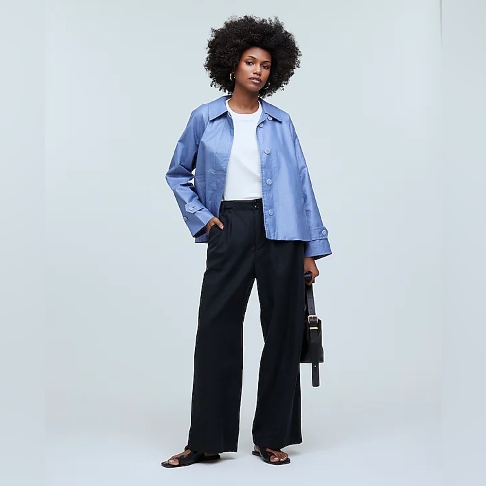 NWT Madewell Laminated Short Trench Coat in Storm Cloud